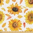 thumbnail image 1 of Ambesonne Sunflower Fabric by the Yard Upholstery, Vintage Fall Leaves Print, 3 Yards, Marigold Mustard and White, 1 of 5