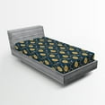 thumbnail image 1 of Ambesonne Sunflower Fitted Sheet 2 Pcs Set, Helianthus Floral Petals, Twin XL, Dark Sky Blue Mustard, 1 of 3