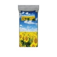 thumbnail image 1 of Ambesonne Sunflower Fitted Sheet & Pillow Sham Set, Fresh Field Country, Twinxl, Blue Green Yellow, 1 of 2