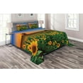 thumbnail image 1 of Ambesonne Sunflower Quilted Coverlet 3 Pcs, Flower Field at Sunset, Queen Size, Multicolor, 1 of 2