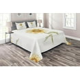 thumbnail image 1 of Ambesonne Sunflower Quilted Coverlet 3 Pcs, Minimalistic Art, Queen Size, Yellow Green, 1 of 2