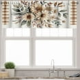 thumbnail image 1 of Ambesonne Sunflower Window Valance, Plaid Autumn Tones Leaves, 54" X 18", Pearl Eggshell Grey Teal, 1 of 5
