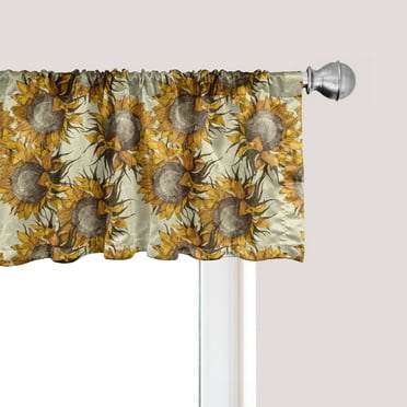 Ambesonne Sunflower Window Valance, Vintage Nature Ornament, 54" X 18", Multicolor