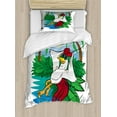 thumbnail image 1 of Ambesonne Sunglasses Duvet Cover Sets, Rooster Exotic Paradise, 2-Twin, Fern Green Multicolor, 1 of 4