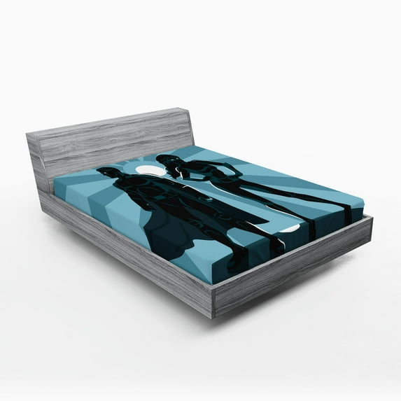 Ambesonne Superhero Fitted Sheet, Unisex Costume Cape, Full Size, Blue Teal