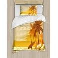 thumbnail image 1 of Ambesonne Surf Duvet Cover Sets, Surfer Tropical Landscape, 2-Twin, Yellow Brown Orange, 1 of 4