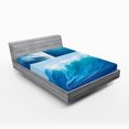 thumbnail image 1 of Ambesonne Surf Fitted Sheet, Giant Sea Ocean Waves, Full Size, Blue, 1 of 2