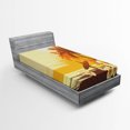 thumbnail image 1 of Ambesonne Surf Fitted Sheet, Surfer Tropical Landscape, Twin XL Size, Yellow Brown Orange, 1 of 2