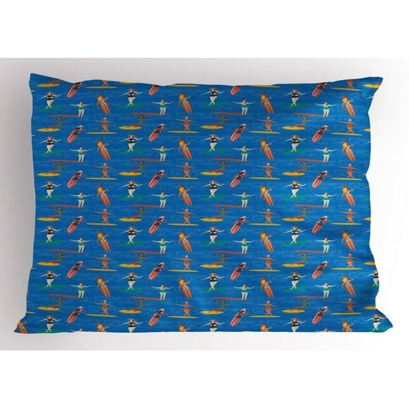 Ambesonne Surf Pillow Sham, Woman Surfers in Bikini, 36" X 20", Multicolor
