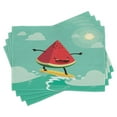 thumbnail image 1 of Ambesonne Surf Place Mats Set of 4, Watermelon on the Waves, Standard Size, Red Green Yellow, 1 of 6