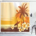 thumbnail image 1 of Ambesonne Surf Shower Curtain, Surfer Tropical Landscape, 69"Wx75"L, Yellow Brown Orange, 1 of 5