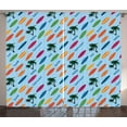 thumbnail image 1 of Ambesonne Surfboard Curtains 2 Panel Set, Exotic Hawaii Sports, 108" x 108", Multicolor, 1 of 3