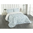 thumbnail image 1 of Ambesonne Surfboard Quilted Bedspread Set 3 Pcs, Doodle Summertime, Queen Size, Petrol Blue Slate Blue, 1 of 5