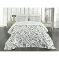 thumbnail image 1 of Ambesonne Surfboard Quilted Bedspread Set 3 Pcs, Monochrome Coastal, Queen Size, Black White, 1 of 5
