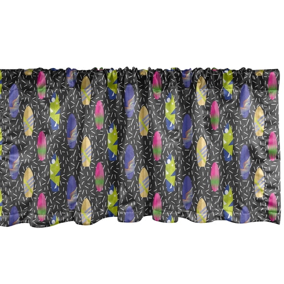 Ambesonne Surfboard Window Valance, Memphis 80s Style, 54" X 18", Multicolor