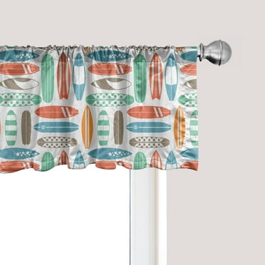 Ambesonne Surfboard Window Valance, Summer Travel Retro, 54" X 18", Multicolor