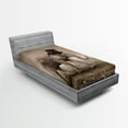 thumbnail image 1 of Ambesonne Surreal Fitted Sheet, Illusionist, Twin XL Size, Orange Black Taupe, 1 of 2