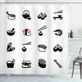 thumbnail image 1 of Ambesonne Sushi Shower Curtain, Minimalist Japanese Dishes, 69"Wx84"L, Black White and Coral, 1 of 3