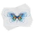 thumbnail image 1 of Ambesonne Swallowtail Butterfly Place Mats Set of 4, Curls Dots, Standard Size, Blue Turquoise Orange, 1 of 6