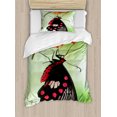 thumbnail image 1 of Ambesonne Swallowtail Duvet Cover Sets, Open Cocoon, 2-Twin, Red Black Green, 1 of 4
