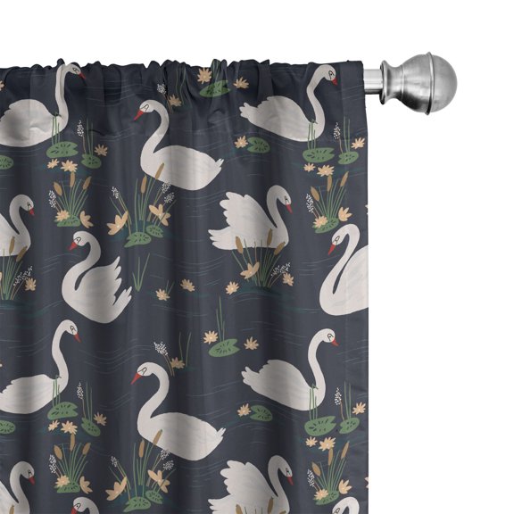 Ambesonne Swan Curtains, Lilies Cattails Waterfowls, Pair of 28"x95", Multicolor