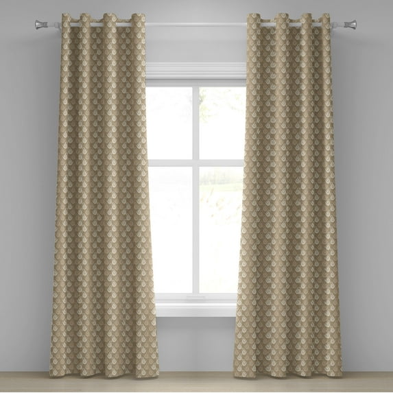 Ambesonne Swan Grommet Curtain, Abstract Curvy Silhouettes, 50" x 96", Pale Brown Sand Brown