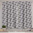 thumbnail image 1 of Ambesonne Swan Kitchen Curtains, Cartoon Bird and Flowers Art, 55"x30", Purple Grey Dark Purple, 1 of 3