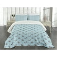 thumbnail image 1 of Ambesonne Swan Quilted Bedspread Set 3 Pcs, Dark Swans on Pale Blue, Queen Size, Grey Pale Blue Red, 1 of 5