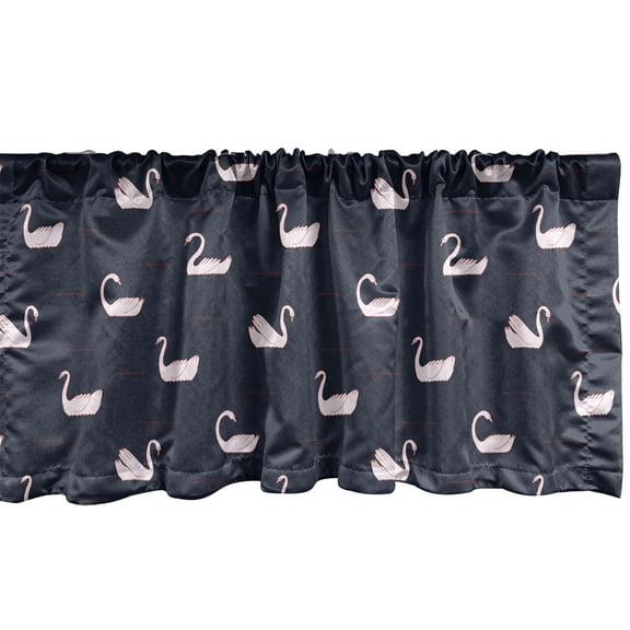 Ambesonne Swan Window Valance, Dark Lake with Calm Waves, 54" X 12", Pale Pink Charcoal Grey