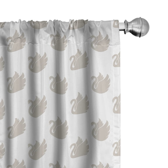 Ambesonne Swans Window Curtains, Neutral Vintage Bird Symbol, Each 28" W x 63" L, White and Dust