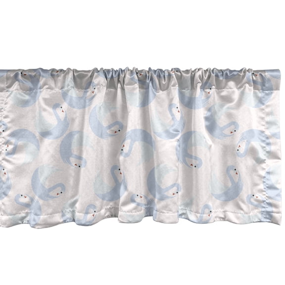 Ambesonne Swans Window Valance, Continuous Gracious Aquatic Birds Pattern on a Pastel Background, Curtain Valance for Kitchen Bedroom Decor with Rod Pocket, 54" X 18", Baby Blue Burnt Orange