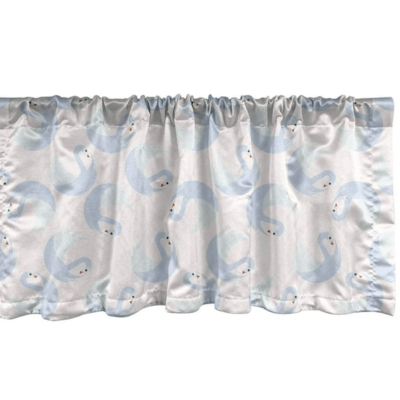 Ambesonne Swans Window Valance, Continuous Gracious Aquatic Birds Pattern on a Pastel Background, Curtain Valance for Kitchen Bedroom Decor with Rod Pocket, 54" X 18", Baby Blue Burnt Orange