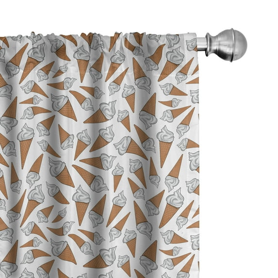 Ambesonne Sweets 4-Panel Curtains, Yummy Desert Gelato, 56"x84", Pearl Pale Caramel