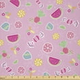 thumbnail image 1 of Ambesonne Sweets Fabric by the Yard Microfiber, Creative Delicious Fruit, 1 Yard, Pale Pink Magenta Mint, 1 of 2