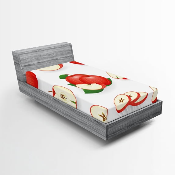 Ambesonne Sweets Fitted Sheet, Juicy Fresh Fruits Nature, Twin XL Size, Cream Scarlet