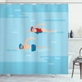 thumbnail image 1 of Ambesonne Swimming Theme Shower Curtain, Lady Guy Swimmers, 69"Wx75"L, Pale Blue Dark Pink Peach, 1 of 4