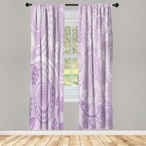 Ambesonne Swirls Curtains, Curlicue Antique Form Floral, Pair of 28"x63", Mauve and Lilac