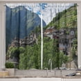 thumbnail image 1 of Ambesonne Switzerland Kitchen Curtains, Clouds Houses Valley, 55"x30", Olive Green Sea Blue, 1 of 3