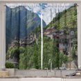 thumbnail image 1 of Ambesonne Switzerland Kitchen Curtains, Clouds Houses Valley, 55"x36", Olive Green Sea Blue, 1 of 3