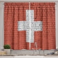 thumbnail image 1 of Ambesonne Switzerland Kitchen Curtains, Flag Painted on Wall, 55"x30", Cinnamon and Pale Grey, 1 of 3