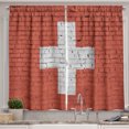 thumbnail image 1 of Ambesonne Switzerland Kitchen Curtains, Flag Painted on Wall, 55"x36", Cinnamon and Pale Grey, 1 of 3