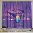 thumbnail image 1 of Ambesonne Synthwave Kitchen Curtains, Retro Glassed Big City, 55"x45", Quartz and Multicolor, 1 of 1
