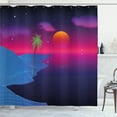 thumbnail image 1 of Ambesonne Synthwave Shower Curtain, Retrowave Beach and Sun, 69"Wx70"L, Indigo and Multicolor, 1 of 4