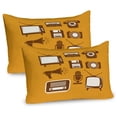 thumbnail image 1 of Ambesonne TV Show Pillow Sham 2 Pack, Retro Electro Media, 36"x20", Apricot Chocolate, 1 of 3