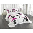 thumbnail image 1 of Ambesonne Tale Quilted Bedspread Set 3 Pcs, Silhouette of Winged Girl, Queen Size, Hot Pink Rose Black, 1 of 5