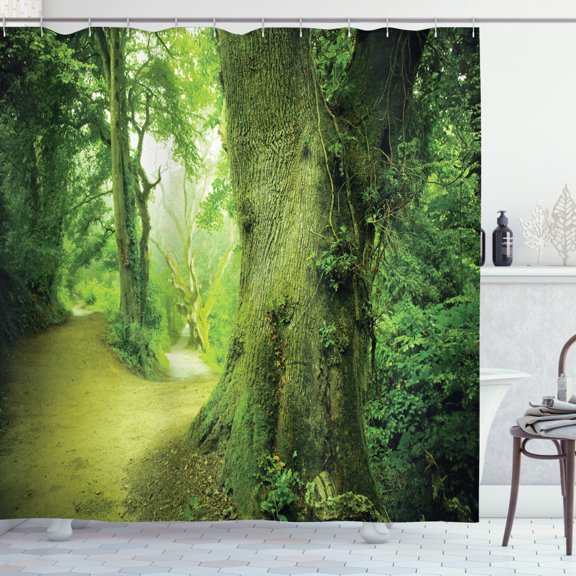 Ambesonne Tale Shower Curtain, Wilderness Fantasy Theme, 69"Wx75"L, Green
