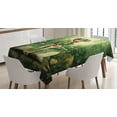 thumbnail image 1 of Ambesonne Tale Tablecloth Rectangular Table Cover, Elf Girl with Wreath Tree, 52"x70", Green Beige Pink, 1 of 4