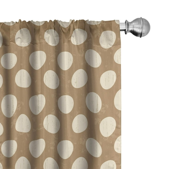 Ambesonne Tan Window Curtains, Big Polka Dots Grungy Old, Each 28" W x 95" L, Tan Cream