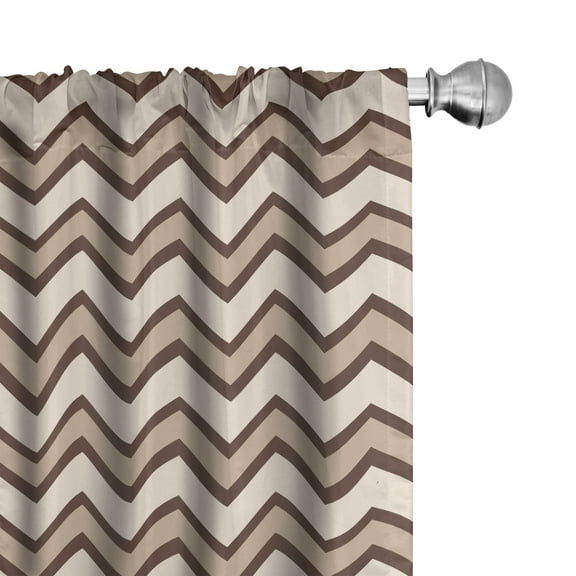 Ambesonne Tan Curtains, Classic Chevron Zigzags, Pair of 28"x95", Brown and Tan