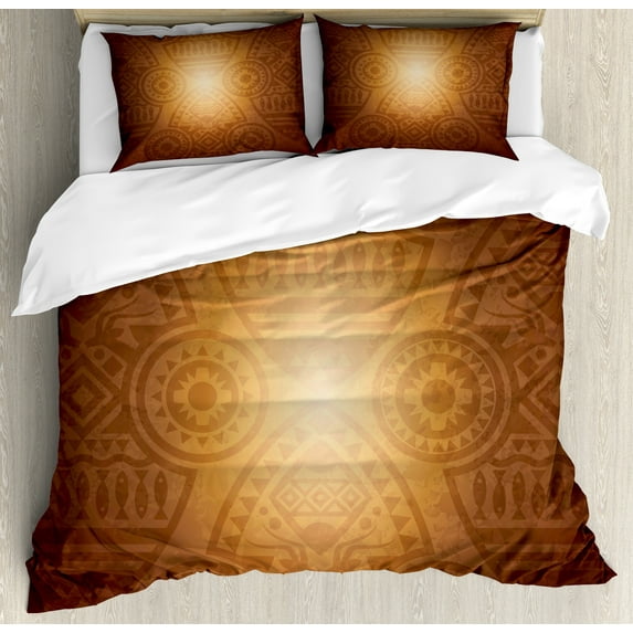 Ambesonne Tan Duvet Cover Set, Art Animals Flowers, Queen, Brown Tan Yellow